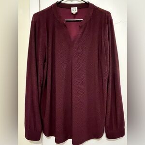 Anne Klein Long Sleeve V-neck Top